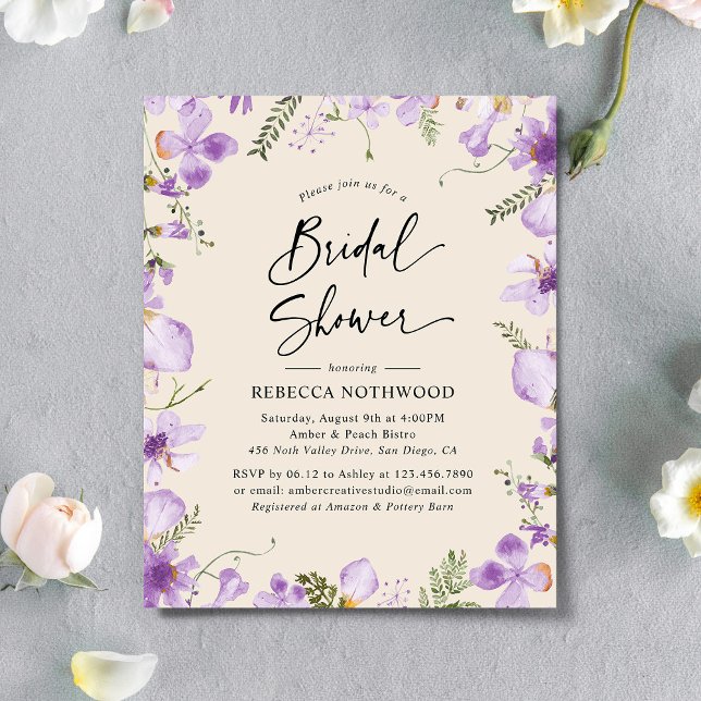 Papier Invitation Boho Purple Bridal (Créateur téléchargé)