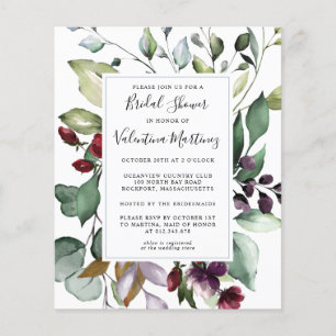 Papier Invitation Botanique De Douche Nuptiale Budget