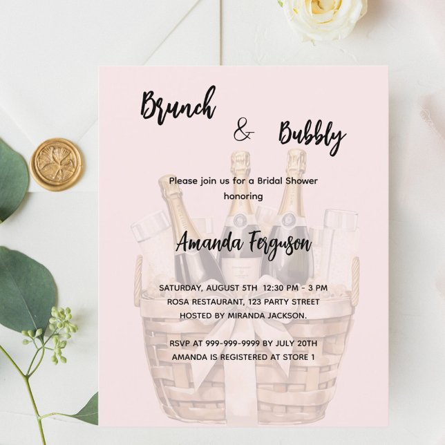 Papier Invitation Brunch et bulle rose nuptiale douche (Créateur téléchargé)