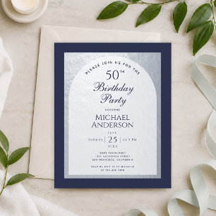 Papier Invitation Budget 50 Anniversaire Homme Argent Ble