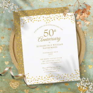 Papier Invitation Budget 50e Anniversaire Golden Hearts