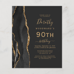 Papier Invitation Budget Black Gold Agate Anniversaire 90