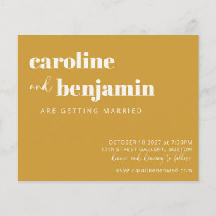 Papier Invitation Budget Bold Jaune Chic Mariage moderne