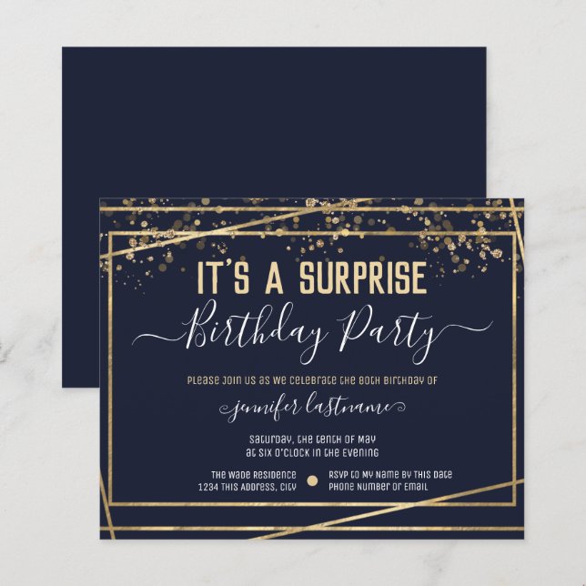 Papier Invitation Budget de fête d'anniversaire surprise (Devant / Derrière)