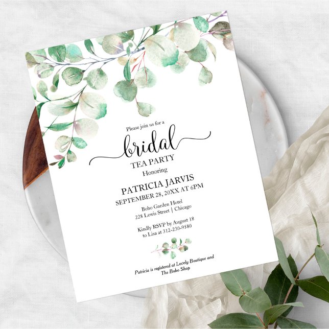 Papier Invitation Budget de la fête du thé nuptiale verte (Créateur téléchargé)