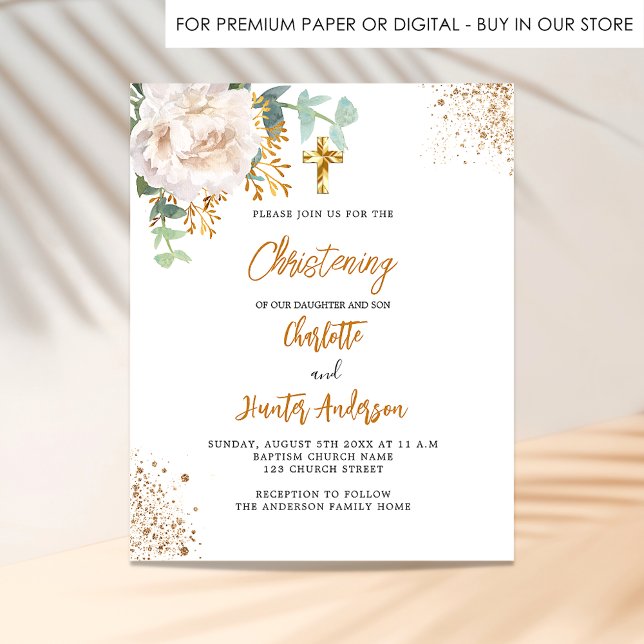 Papier Invitation budget des jumeaux de Christening eucal (Créateur téléchargé)