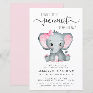Papier Invitation Budget Elephant Baby shower rose
