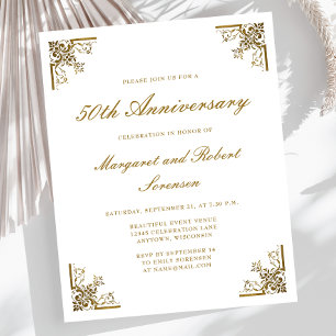 Papier Invitation Budget Gold Vintage 50e Anniversaire