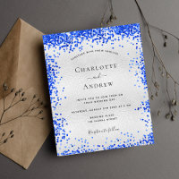 Invitation budget mariage bleu roi argent