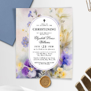 Papier Invitation Budget Purple & Jaune Christening