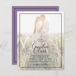 Papier Invitation Budget Purple Mariage Photo Overlay