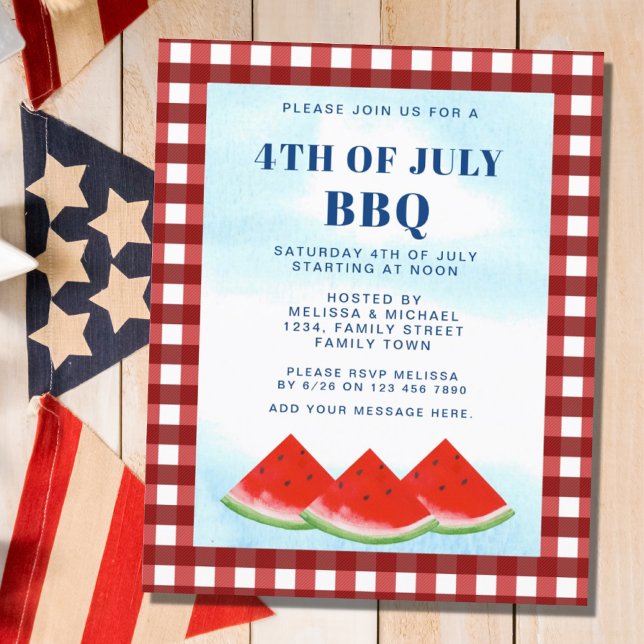 Papier Invitation budgétaire 4 juillet barbecue (Créateur téléchargé)