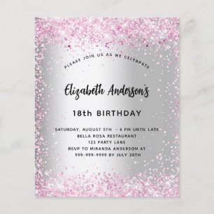 Papier Invitation budgétaire Anniversaire rose rose étinc