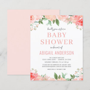 Papier Invitation budgétaire du Baby shower floral de cor