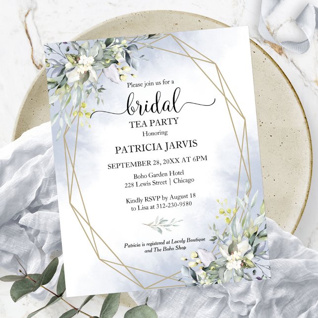 Papier Invitation budgétaire Eucalyptus Bridal Tea Party (Créateur téléchargé)