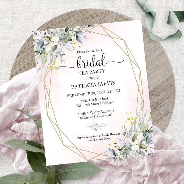 Papier Invitation budgétaire Eucalyptus Bridal Tea Party (Créateur téléchargé)