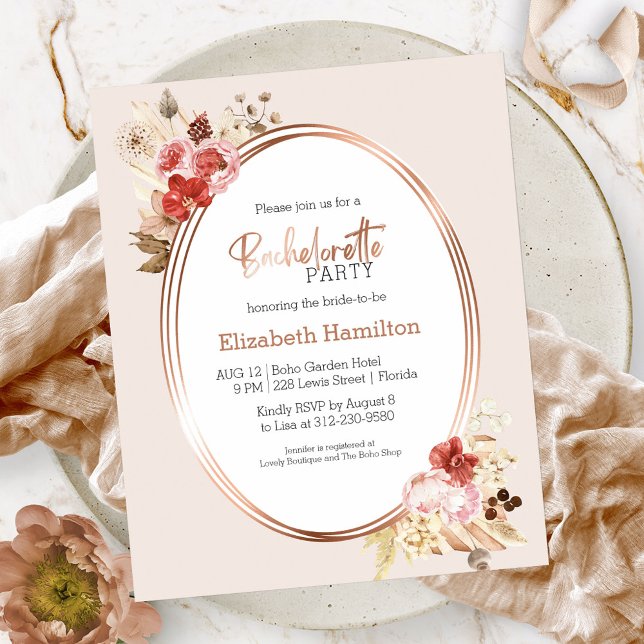 Papier Invitation budgétaire Floral Bachelorette Party (Créateur téléchargé)
