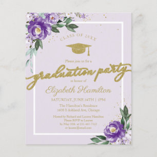Papier Invitation budgétaire High School Grad Party Flora