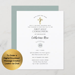 Papier Invitation catholique Sainte Communion Baptême TOU