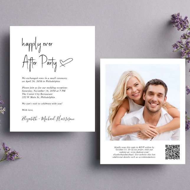 Papier Invitation chic de réception de mariage avec code  (Créateur téléchargé)