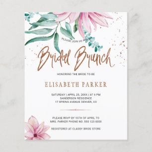 Papier Invitation chic pour un brunch de mariage floral e