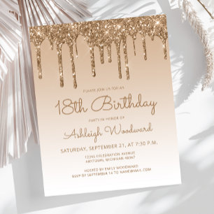 Papier Invitation d'anniversaire 18 ans Budget Glitter Dr