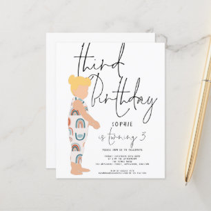 Papier Invitation d'anniversaire 3 ans Budget Script Girl