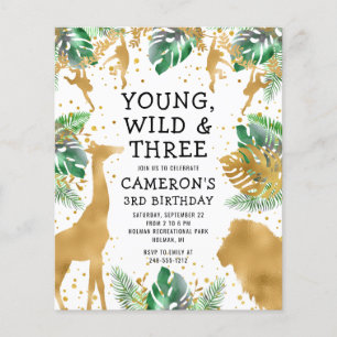 Papier Invitation d'anniversaire 3 ans Young Wild Three