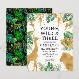 Papier Invitation d'anniversaire 3 ans Young Wild Three