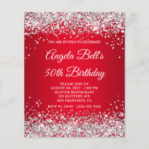 Papier Invitation d'anniversaire 50 ans ombré rouge avec