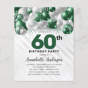 Papier Invitation d'anniversaire 60 ans Budget Vert Ballo