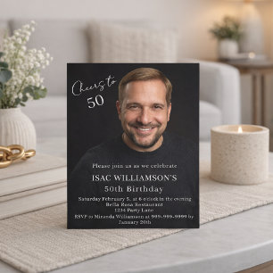 Papier Invitation d'anniversaire avec photo de l'homme qu