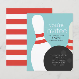 Papier Invitation d'anniversaire Bowling