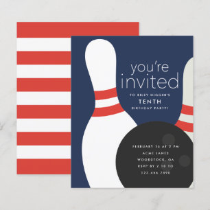 Papier Invitation d'anniversaire Bowling