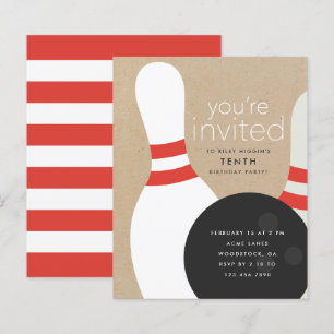 Papier Invitation d'anniversaire Bowling