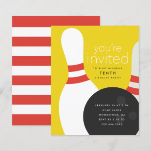 Papier Invitation d'anniversaire Bowling