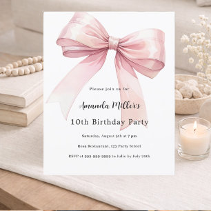 Papier Invitation d'anniversaire de fille coquette rose à