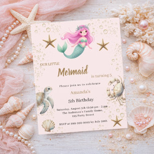 Papier Invitation d'anniversaire de fille sous la mer Sir