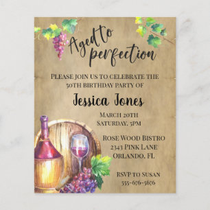 Papier Invitation d'anniversaire de vin amoureux Vieilli 