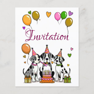Papier Invitation d'anniversaire d'enfants Grand Danois c