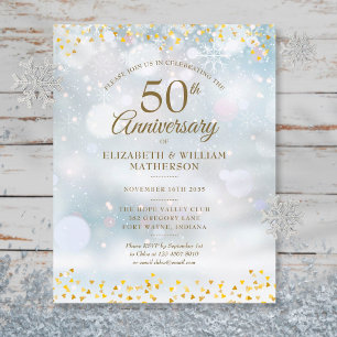 Papier Invitation d'anniversaire des 50 ans d'hiver Budge