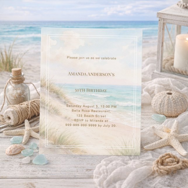 Papier Invitation d'anniversaire estivale de plage côtièr (Créateur téléchargé)