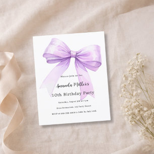 Papier Invitation d'anniversaire fille coquette à ruban l