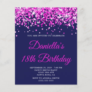 Papier Invitation de 18e anniversaire Navy Budget Hot Pin