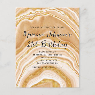 Papier Invitation de 21e anniversaire Budget Fausse Agate