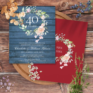 Papier Invitation de 40e anniversaire de mariage Rustique