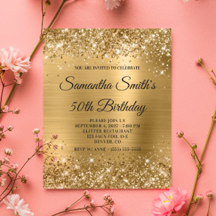 Papier Invitation de 50e anniversaire à monogramme doré p