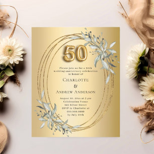 Papier Invitation de 50e anniversaire de mariage à la ver