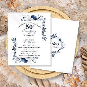 Papier Invitation de 50e anniversaire de mariage floral à