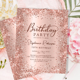 Papier Invitation de 70e anniversaire à paillettes en or 